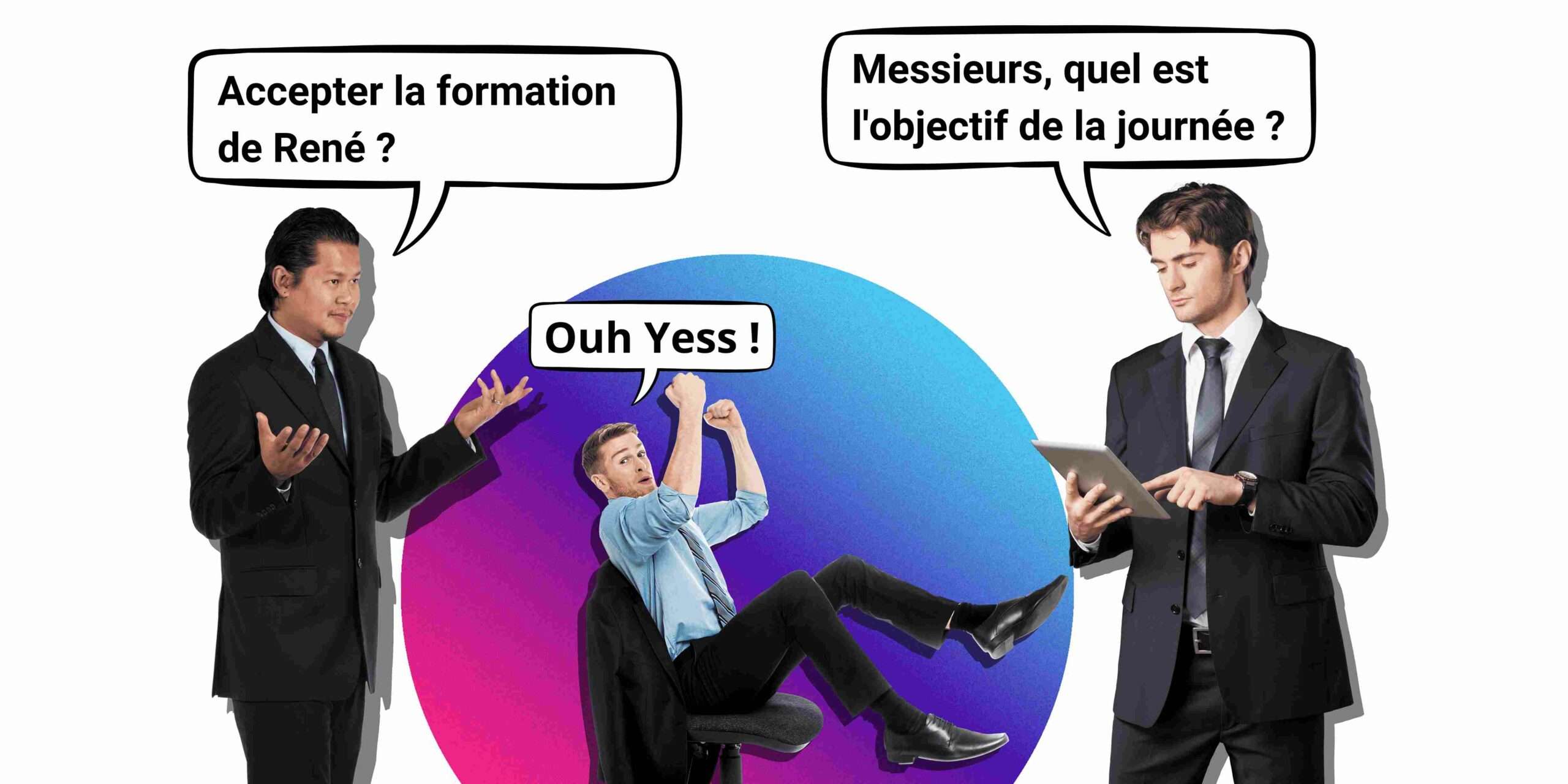 3 salariés dans une entreprise. 3 salariés dans une entreprises, l'un demande à l'autre ce qu'il y a à faire aujourd'hui. L'image illustre l'article de blog : Comment les entreprises de Bergerac peuvent investir dans la formation de leurs employés ?
