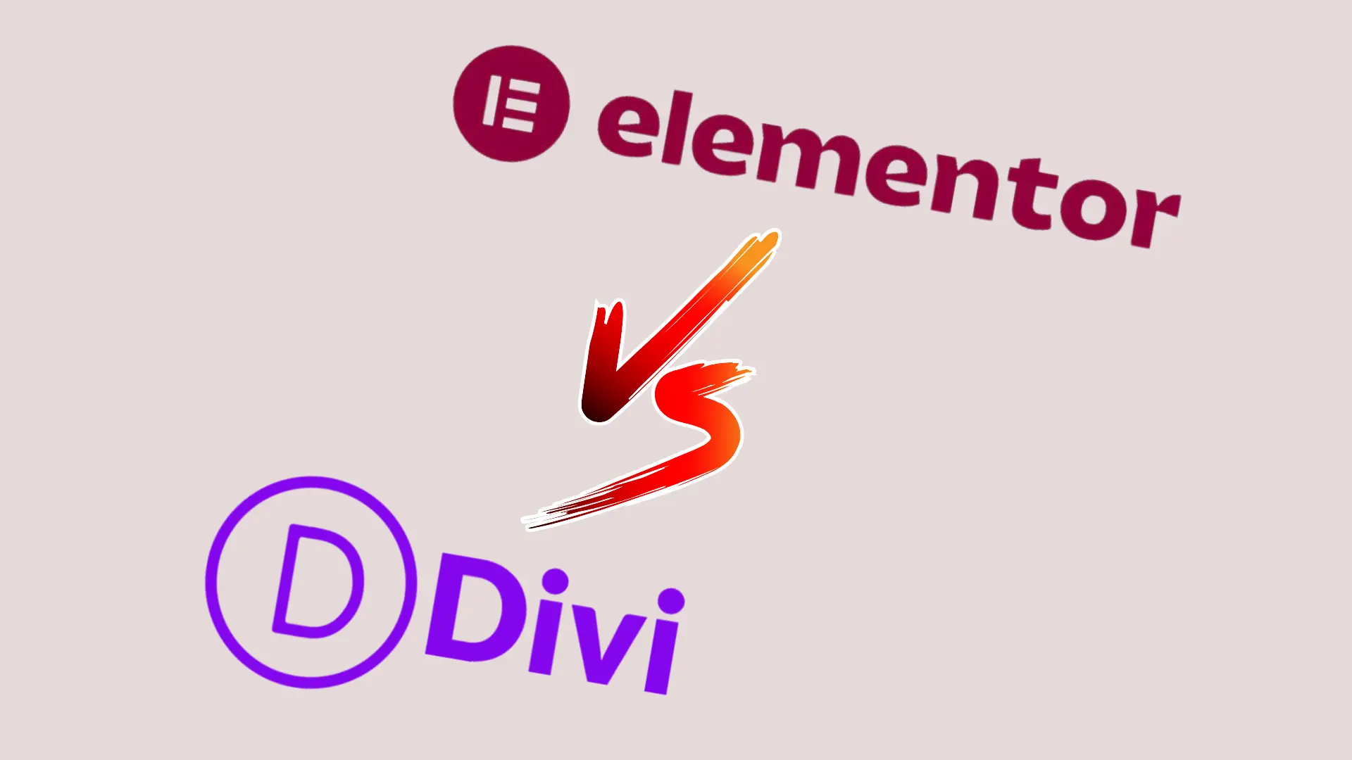 Image montrant le logo d'Elementor et de Divi, deux constructeurs de thèmes pour WordPress, prêts à se battre et séparés par un logo "VS" pour "Versus".