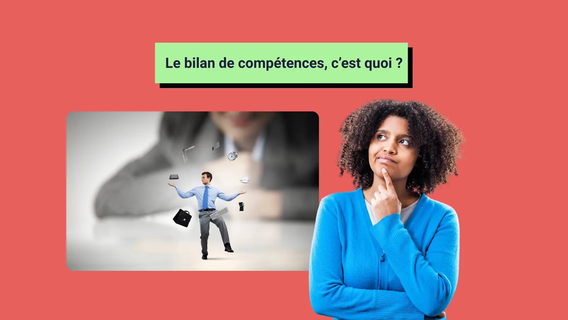 Un femme en costume les bras croisés de face.